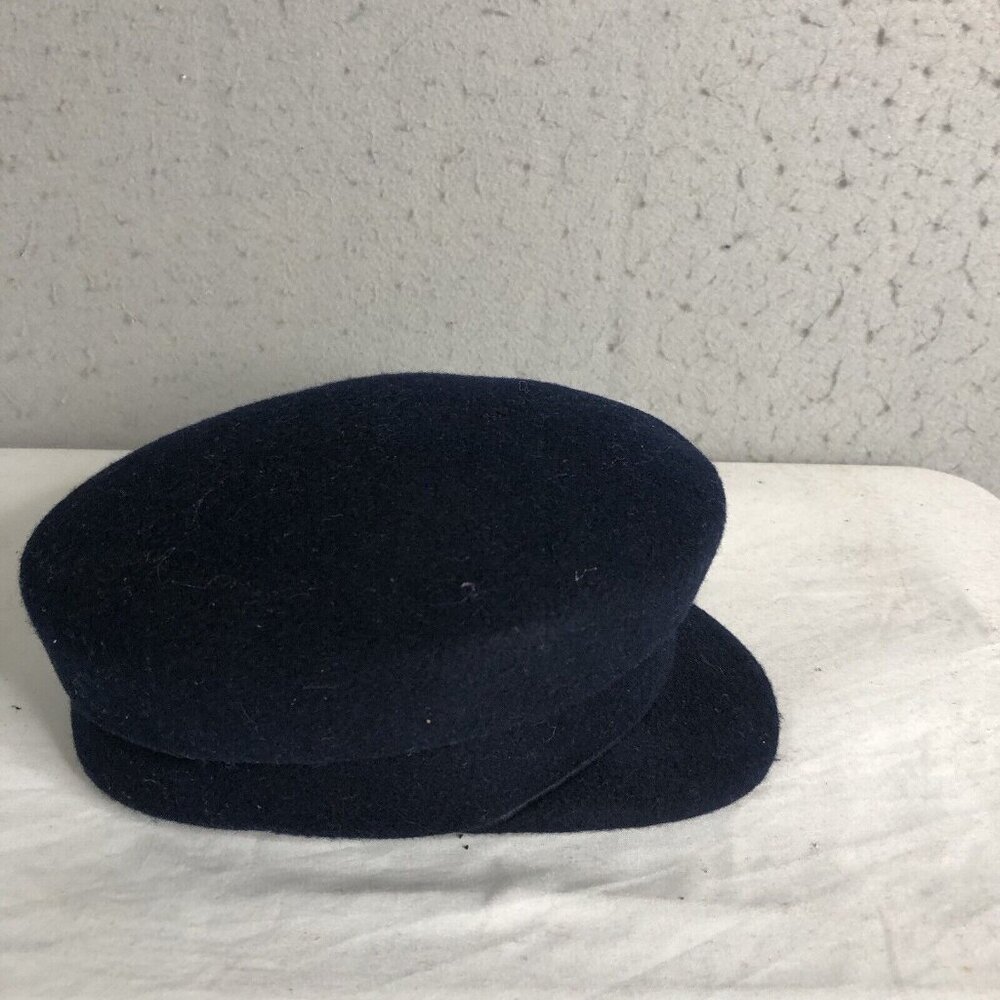 Vintage 1950s Boiled Wool Hat Navy Blue Retro Fashion Mod Groovy - Picture 3 of 9